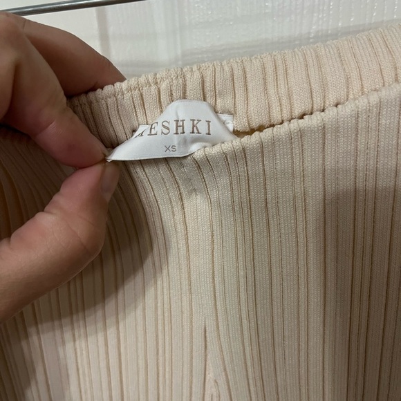 MESHKI chaira straight leg rib knit pants size XS cream - Picture 4 of 6